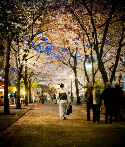 Japanese woman walking home