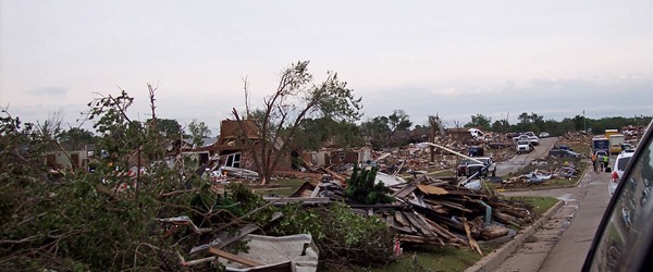 Neighborhood ravaged by tornado