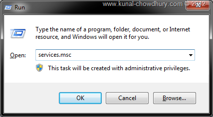 Open services.msc from the Run dialog Open services.msc from the Run dialog