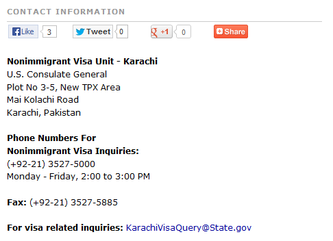 us consulate karachi contact information