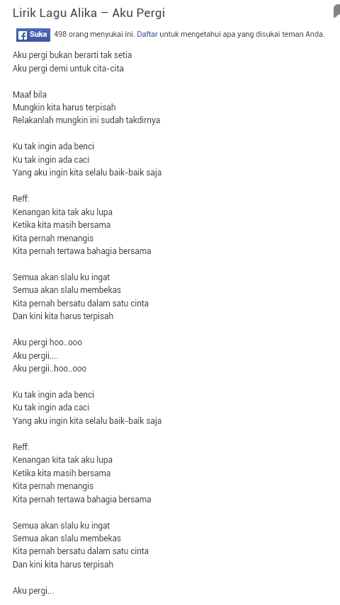 Lirik Lagu Aku Pergi Arsia Lirik