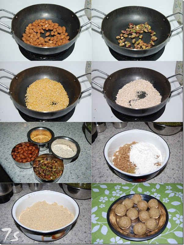 Almond oats laddu process