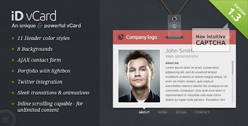 Premium Virtual Business Card Html Templates Id Vcard Unique Id Vcard Unique Premium Template