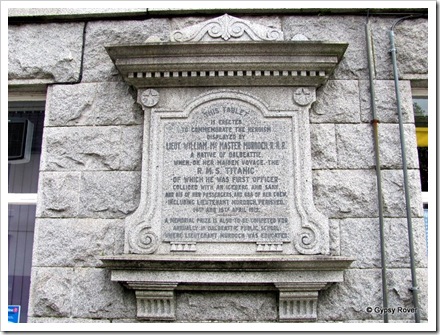 Memorial to W M Murdoch who perished aboard R.M.S Titanic.