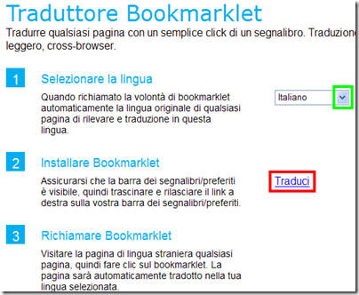 Microsoft Translator Bookmarklet