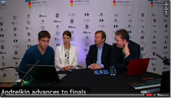 Andreikin being interviewed after win in round 6, WC 2013
