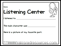 Uses this listening center sheet to keep your students accountable for their learning.  