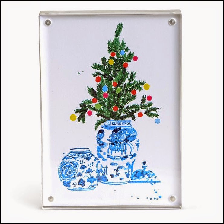 BLUE AND WHITE URNS FOR CHRISTMAS