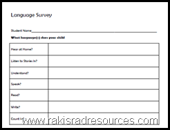 Use this language survey to help give you a clear picture of your ESL students' language exposure - translated into French and Spanish for your convenience and available free from Raki's Rad Resources.