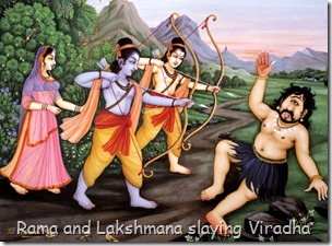 Rama and Lakshmana slaying Viradha