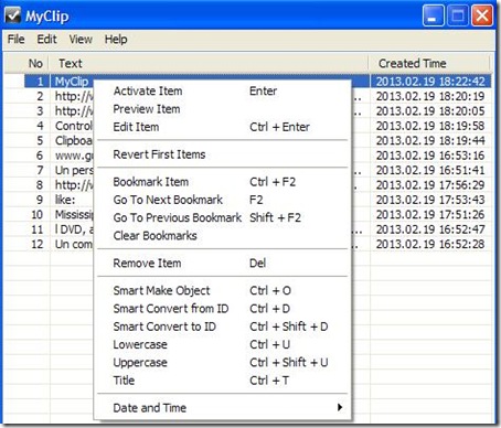 MyClip gestione del contenuto della clipboard