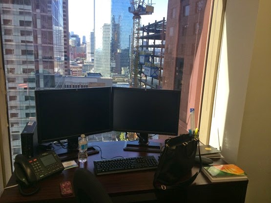 Desk with city view