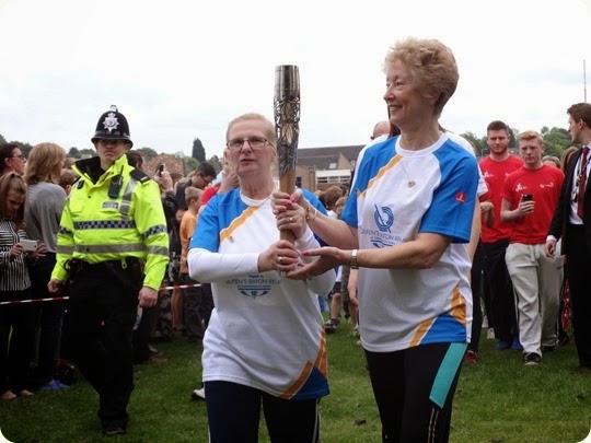 l-r - Jane Whetnall and Ann Brightwell carry the baton (1)