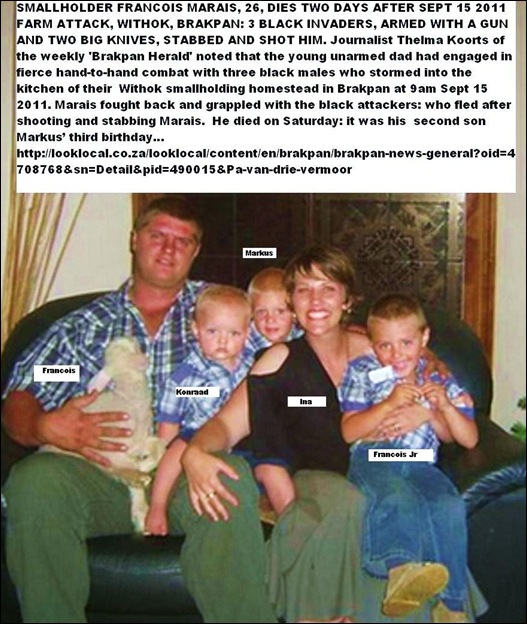 MARAIS Francois dead farm attack Sept2011 wife Ina sons Konrad LAP Markus m Francois