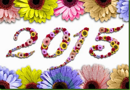 2015 Flowers On Rame Made Of Colorful Daisies On Wood Background
