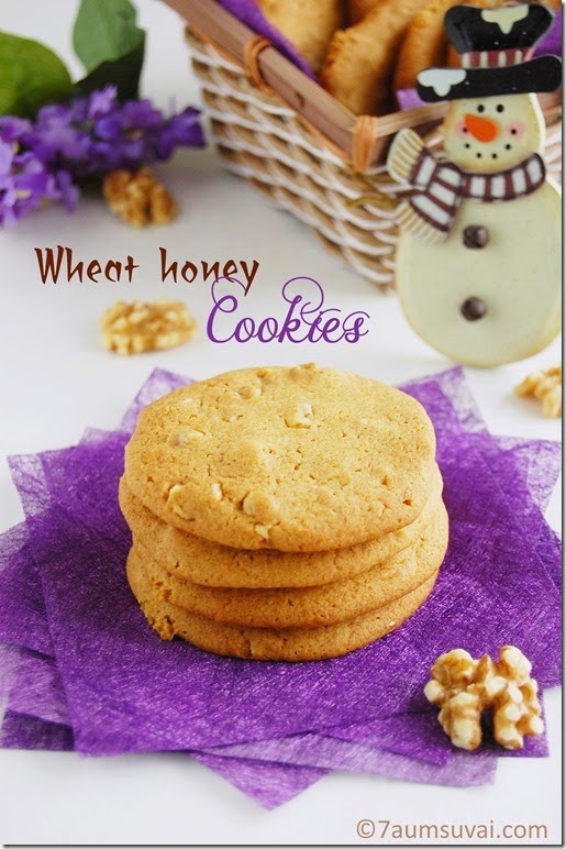Eggless wheat honey cookies 