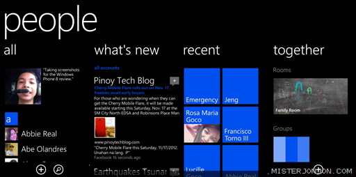 Windows Phone 8 People Hub Panorama