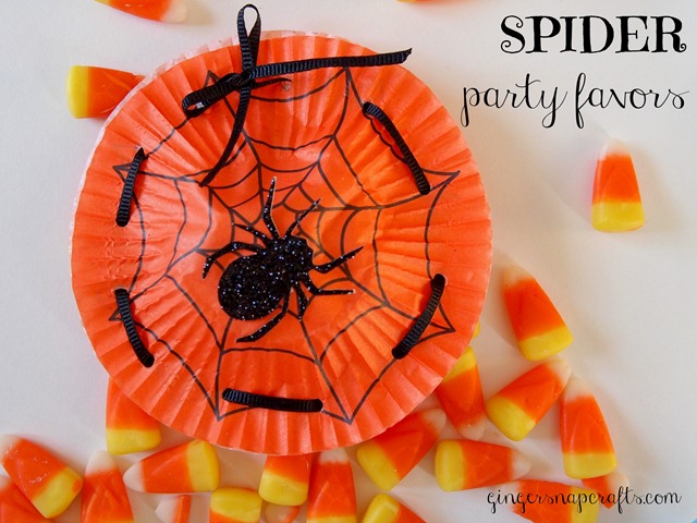 spider party favors made with cupcake liners from Ginger Snap Crafts