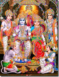 Rama with wife, brothers and Hanuman