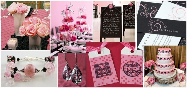 rosa e preto decoração casamento