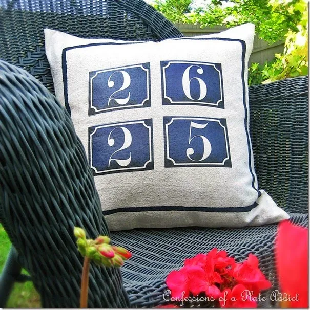 CONFESSIONS OF A PLATE ADDICT Vintage French House Number Pillow