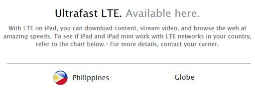 iPad LTE Globe and Smart Philippines