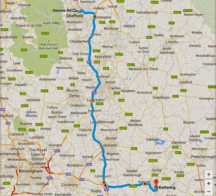About 112 miles of A roads, Contraflows, Enforced 50mph roads, Dual Carriageway and Motorway (M1)