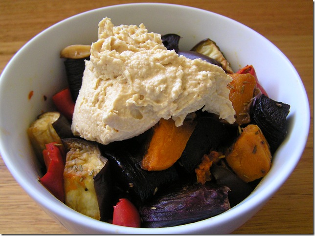 roasted veges with hummus
