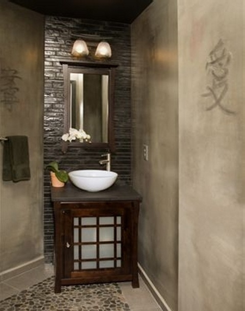 Asian-Inspired Powder Rooms and Guest Baths