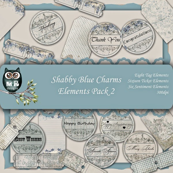 Shabby Blue Charms Elements Front Sheet Pack 2