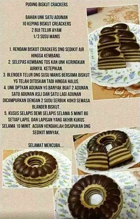 Blog Ummi Maisarah & Hana: Resepi Puding Cream Crackers Marble