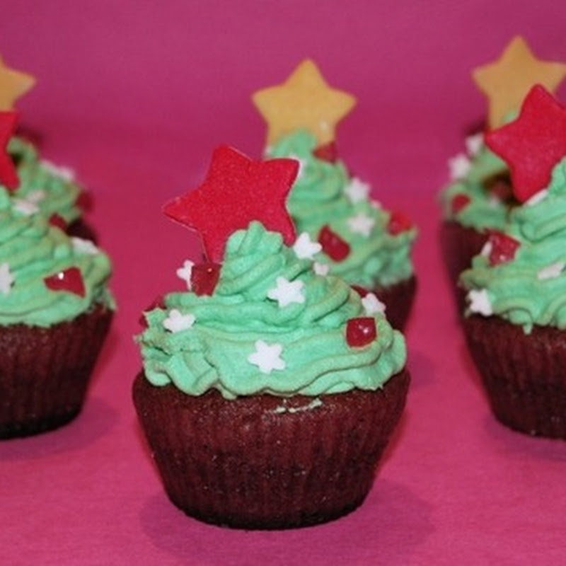 Cupcakes σε σχημα δεντρου για τα Χριστούγεννα