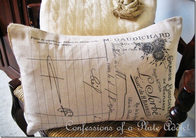 CONFESSIONS OF A PLATE ADDICT French Tea Towel Pillow