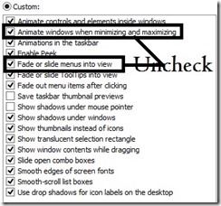 visual effects custom changes in windows 8