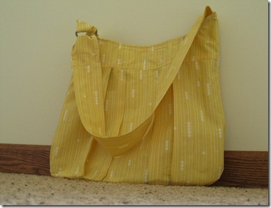 yellow print bag with strap
