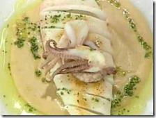 Tagliata di calamaro su crema di ceci