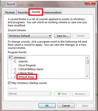 disable beep sound in windows 7