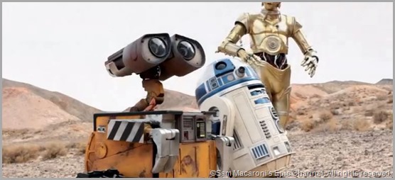 WALL-E joins R2 and 3PO on Tatooine in STAR WARS VII: RETURN OF THE EMPIRE.