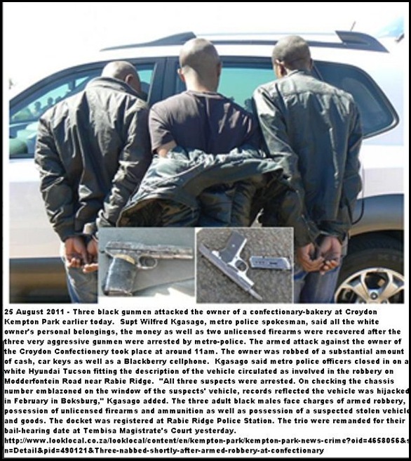 Kempton Park attackers of white bakery owner arrested by metrocops Aug252011