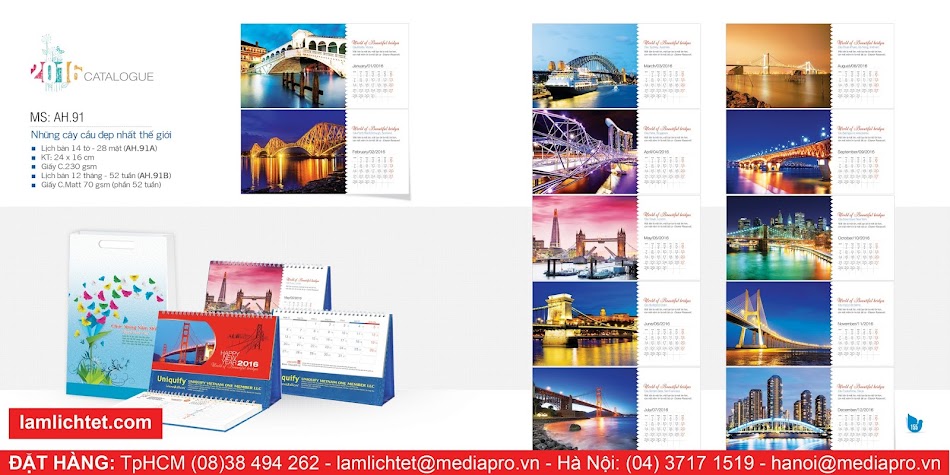 In Lịch Để Bàn Đẹp,TpHCM Hà Nội, Mẫu Lịch Bàn AH91 Những Cây Cầu Đẹp Nhất In Lịch Để Bàn Đẹp,TpHCM Hà Nội, Mẫu Lịch Bàn AH91 Những Cây Cầu Đẹp Nhất