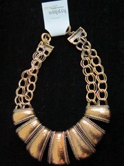 antique gold bib necklace, hyphen