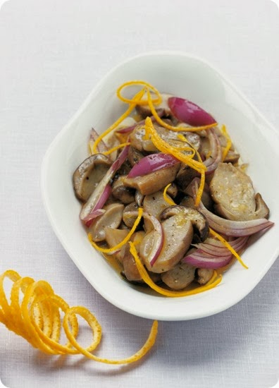 Insalata tiepida di porcini in salsetta al succo d'arancia