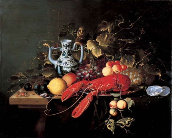 Laurens Craen, Nature morte aux  fruits, et homard