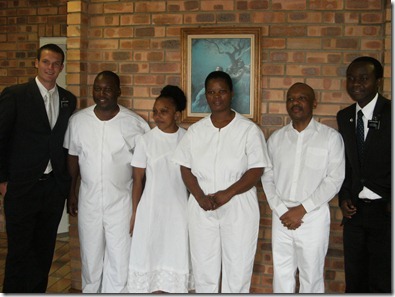 Elder Castleberry, Bro. Gcina Robert Hlatshwako, Sis Thuli Coglin , Sis. Delisa Hlatshwako, Pres. Ntshalintshali, Elder Kanyembo