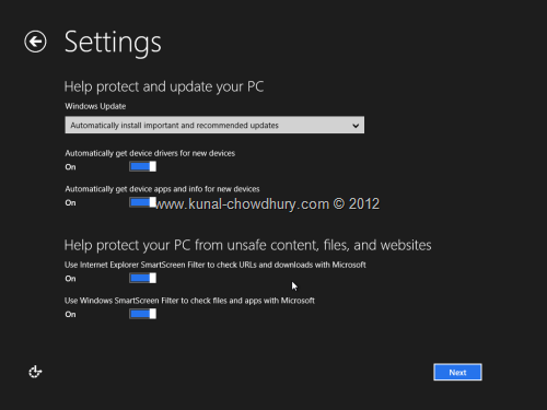 Win 8 Installation Experience - Settings - Update your PC