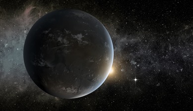 ilustração do sistema estelar Kepler-62