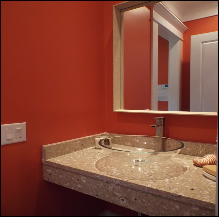 coral powder room sink