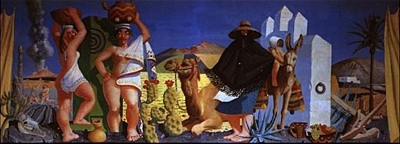 Alegora de la isla (1950) Mural. en el Parador de Turismo de Arrecife en Lanzarote