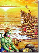 Hanuman and friends building bridge to Lanka
