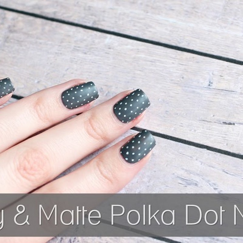 [Nail Art] Grey & Matte Polka Dot Nails